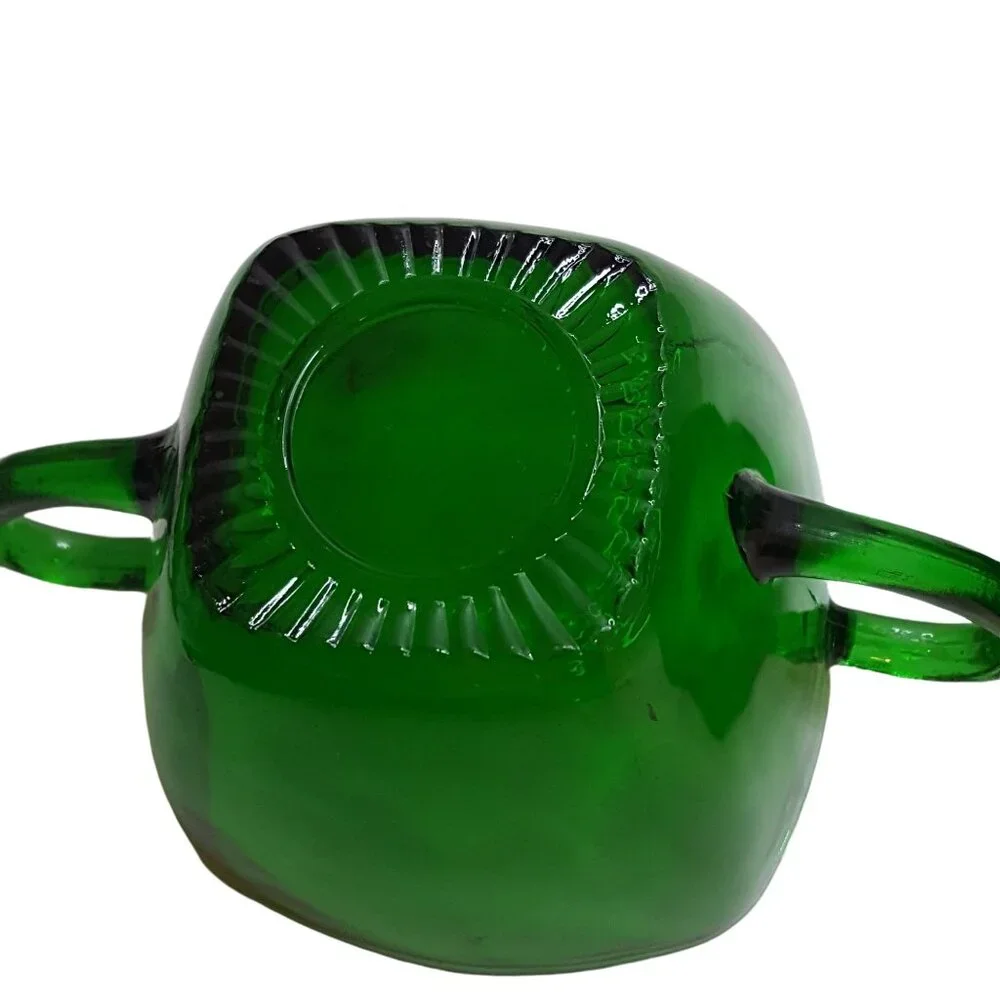 Vintage Anchor Hocking Forest Green Charm Square Creamer & Sugar‎ Bowl